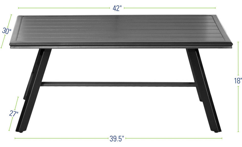 All-Weather Aluminum Slat-Top Coffee Table