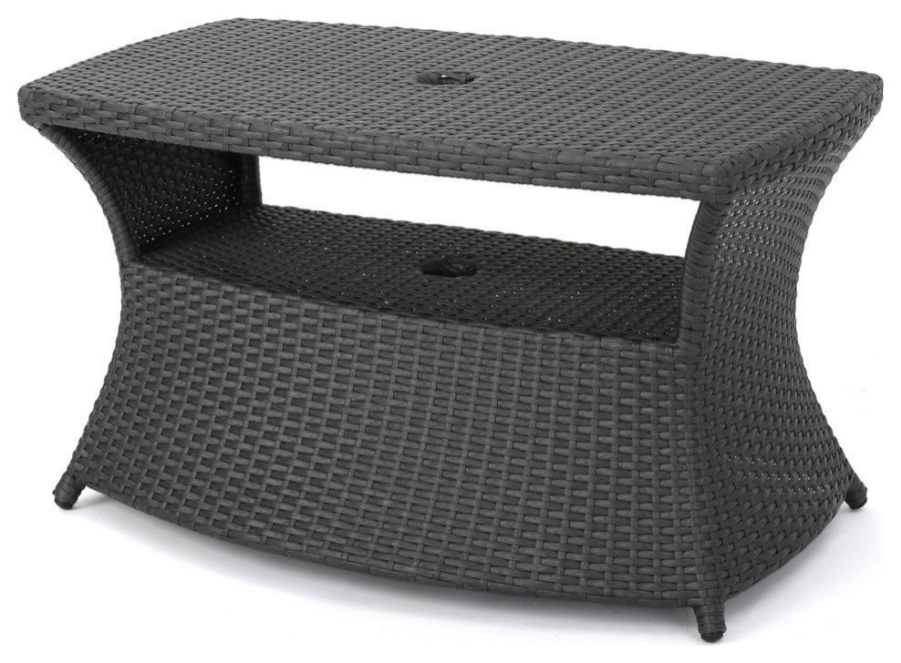 GDF Studio Banta Outdoor Wicker Side Table, Gray