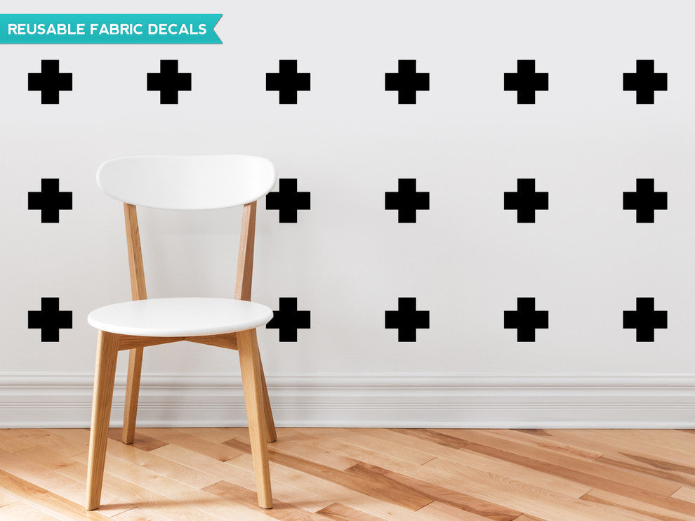 Plus Sign Fabric Wall Decals, Set of 18, Black