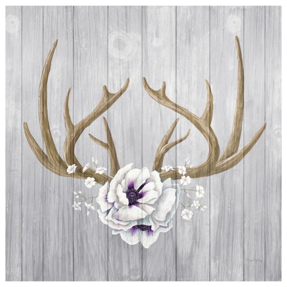 "Antlers and Poppies II Sq" Digital Paper Print by Elyse DeNeige, 20"x20"