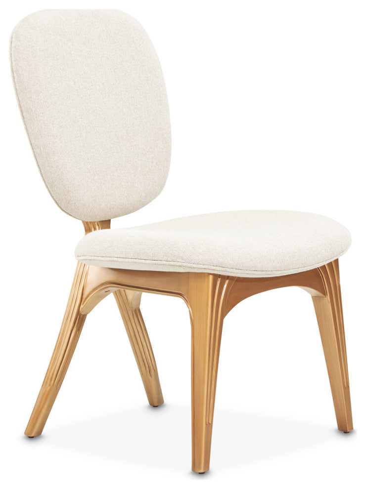 Camellia Field Vanity Chair, Linen/Antique Gold