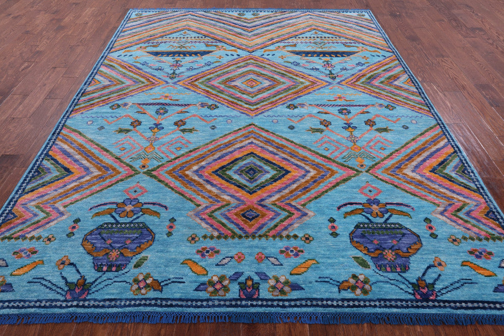 8' 1" X 10' 0" Hand Knotted Moroccan Wool Rug - Q15415