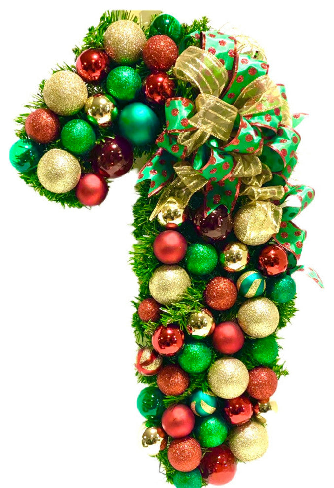 Elegant Candy Cane Wreath Christmas Holiday Outdoor Shatterproof