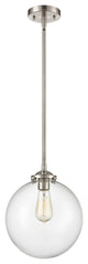 X-Large Beacon 1-Light Mini Pendant, Brushed Satin Nickel, Clear