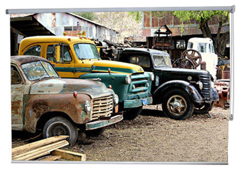 "Old Trucks" Artwork, 5' Shade, Partial Sheer, Left