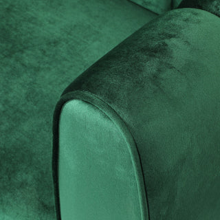 Yuma Modern Velvet 3-Seater Sofa, Emerald/Dark Brown