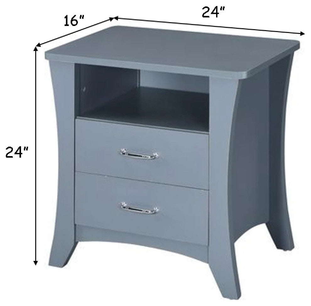 Benzara BM269583 Accent Table With 2 Drawers and Open Compartment, Gray