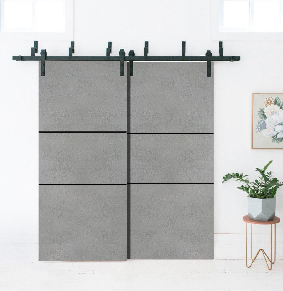 Slab Barn Door Panel 24 x 84 | Planum 0014 Concrete with  | Sturdy Finished