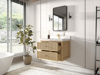 Sonoma Floating 30" Single Sink Vanity in Light Natural With 2" Viola Night