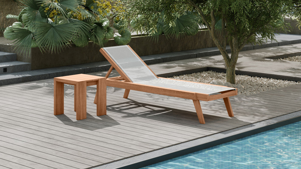 Tulum Waterproof Fabric Mesh Patio Lounger, Off White