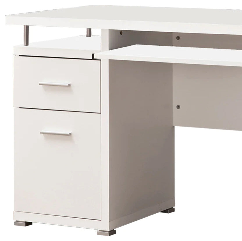 Elegant White Computer Desk With Efficient Storage