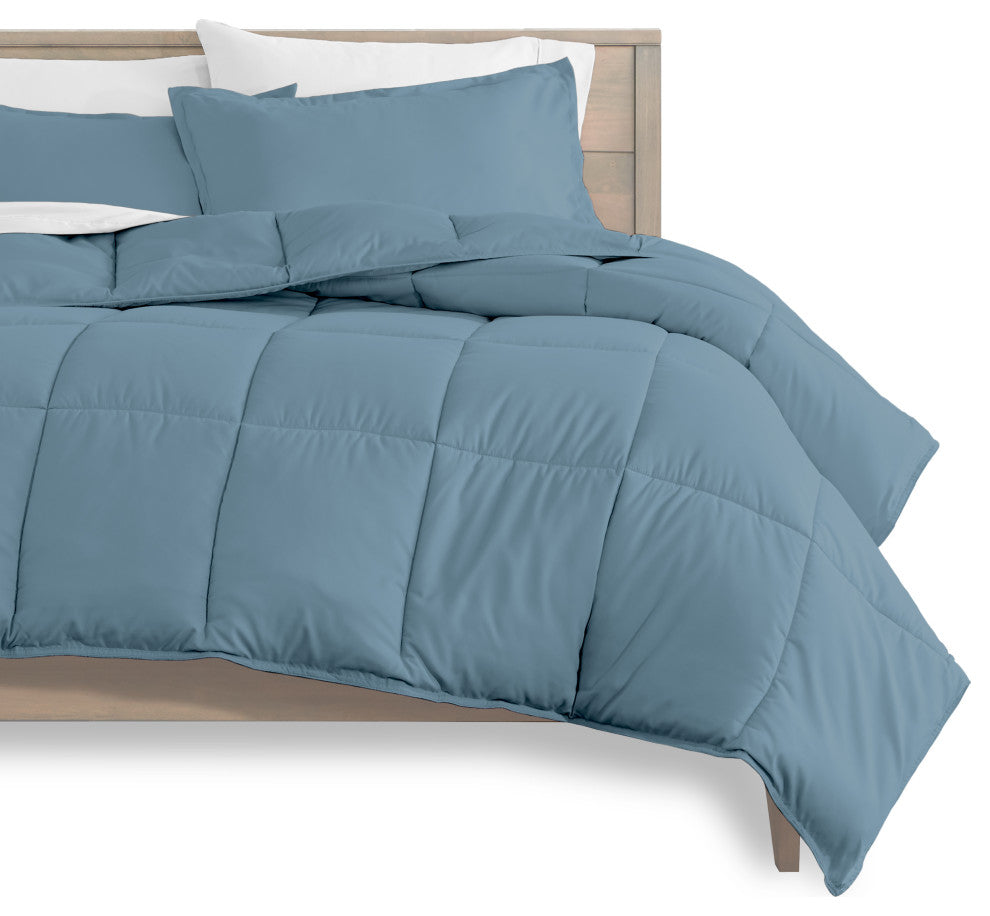 Bare Home 8-Piece Bed-in-a-Bag Split Sizes, Coronet Blue, White, Split Queen