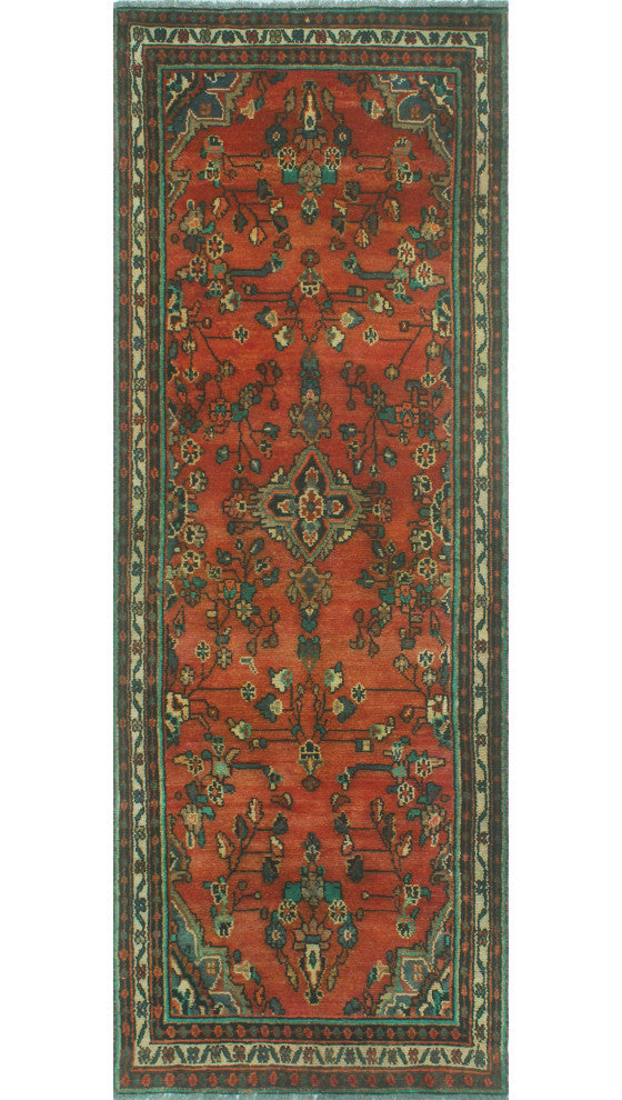Fine Vintage Distressed Patrice Rust/Ivory Runner, 3'6x9'9