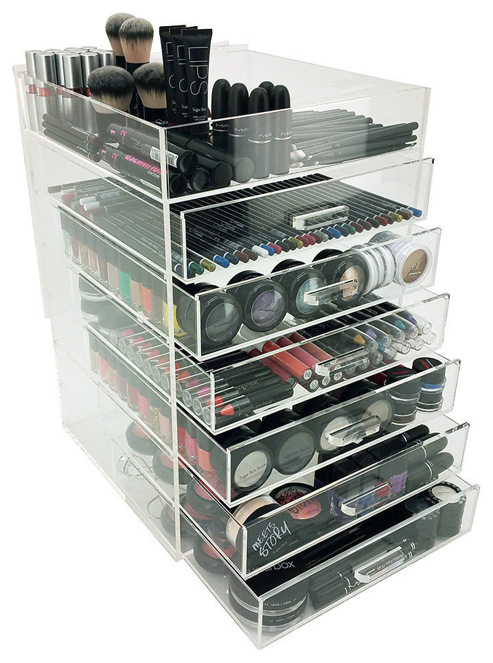 OnDisplay 7 Tier Acrylic Cosmetic/Makeup Organizer - Multi-Tiered Clear Drawer
