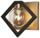 1 Light Wall Sconce, Matte Black & Vintage Bronze Finish, Champagne Glass