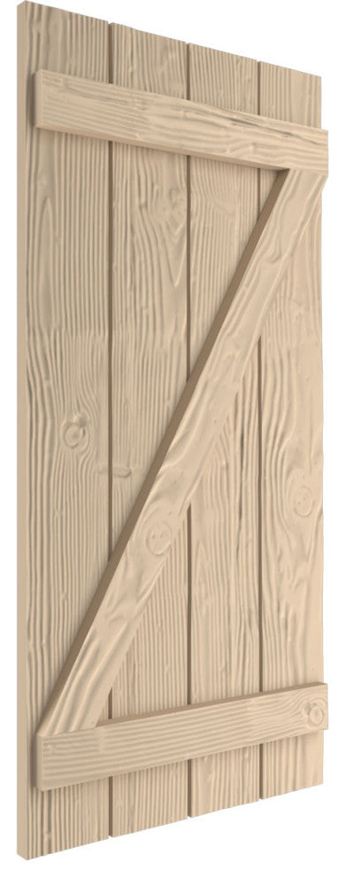 Rustic 4 Board Joined B-N-B Faux Wood Shutters, Sandblasted, 22x74"
