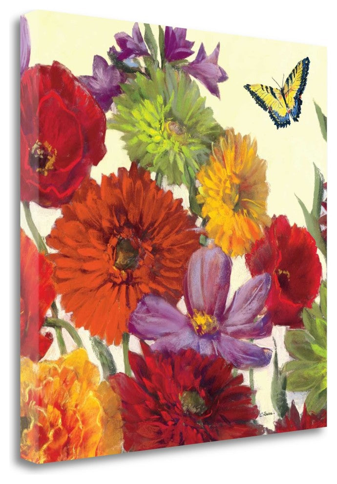 "Butterfly Flower Scatter Crop II" By Carol Rowan, Giclee on Gallery Wrap Canvas