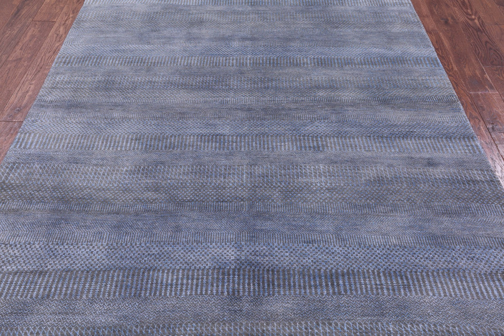 6' 1" X 9' 3" Savannah Grass Handmade Wool and Silk Rug Q11419