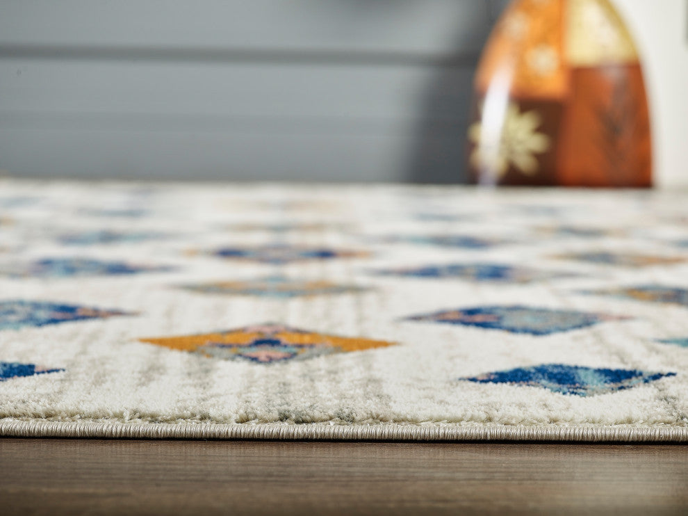 Abani Porto PRT100A Southwest Orange and Blue Block Area Rug