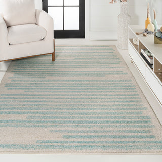 Khalil Modern Berber Stripe Cream/Turquoise 5 ft. x 8 ft. Area Rug