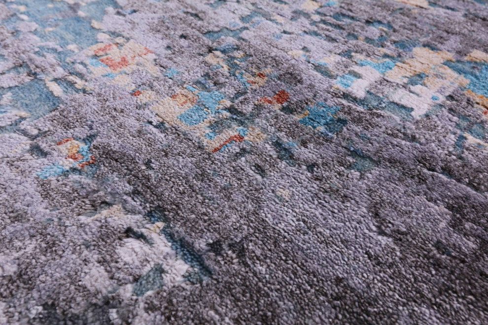 8' 2" X 10' 2" Hand-Knotted Abstract Wool & Silk Rug - Q13518