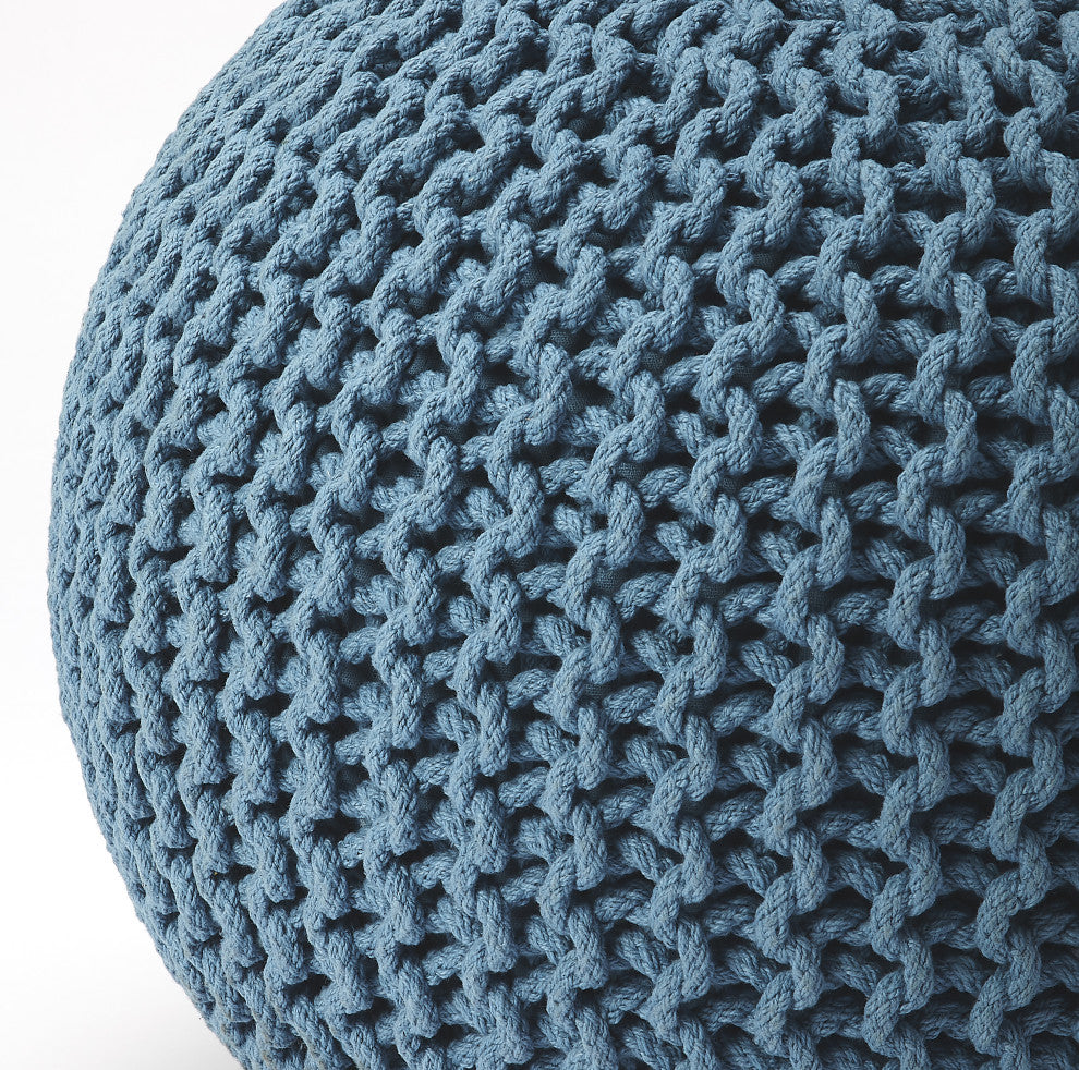 BUTLER PINCUSHION BLUE WOVEN POUFFE