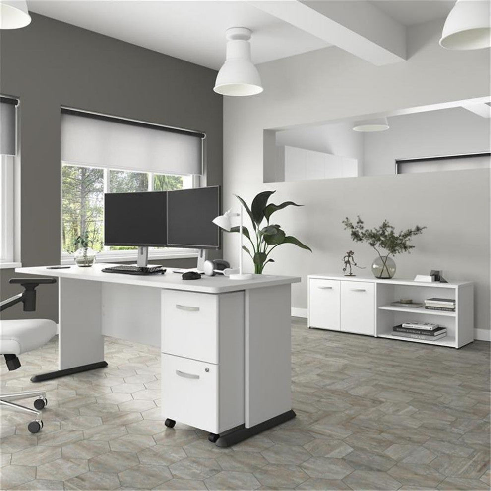Studio A 72W Computer Desk in White - Engineered Wood