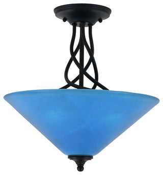 Capri 3-Light Semi-Flush Mount, Matte Black/Blue Italian