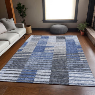 Premium Machine Washable Mayfield AMF687 Blue 5' x 7'6" Rug