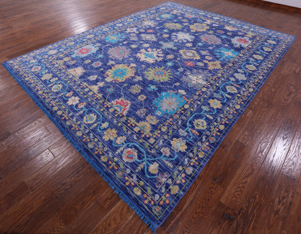 9' 2" X 12' 1" Hand-Knotted Turkish Oushak Wool Rug - Q14959