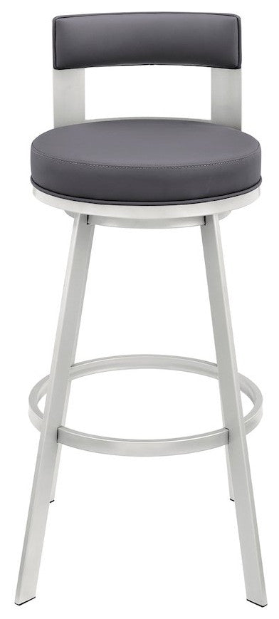 Flynn Swivel Counter or Bar Stool in Faux Leather and Metal