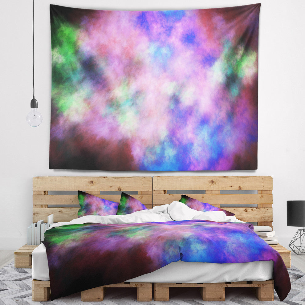 Multi Color Bright Sky with Stars Abstract Wall Tapestry, 39"x32"