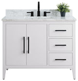 Vanity Art Bathroom Vanity With Sink, White, 42", Single Sink, Matte Black