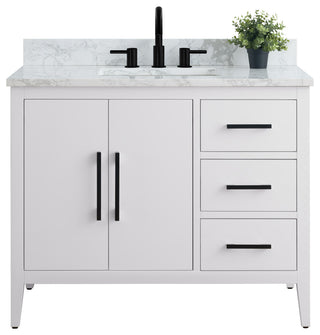 Vanity Art Bathroom Vanity With Sink, White, 42", Single Sink, Matte Black