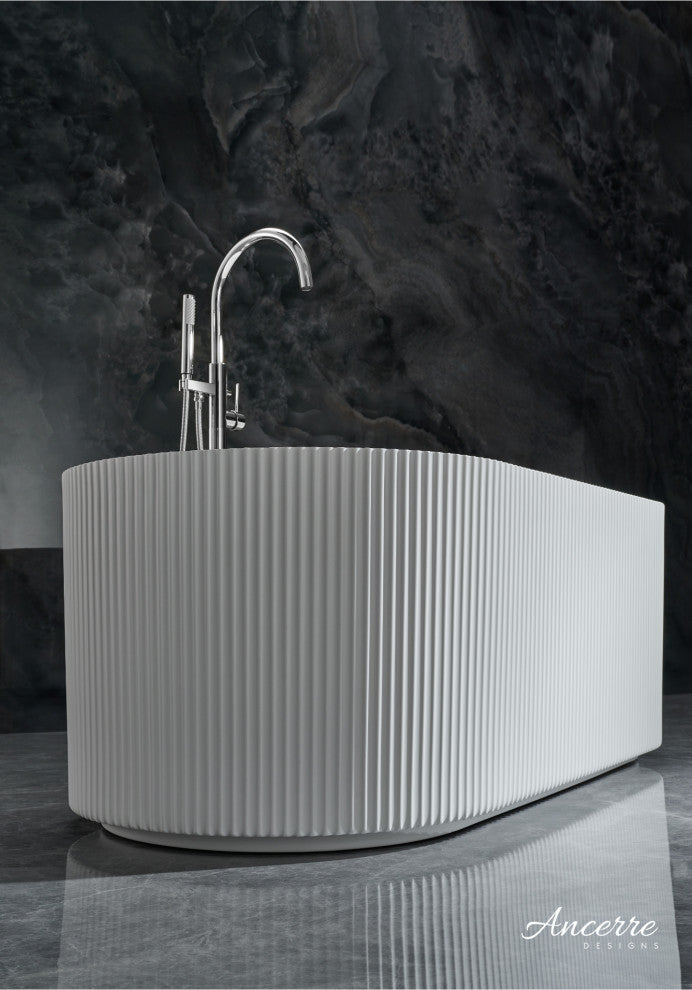 Momo Freestanding Acrylic Bathtub, White, 59 Inch.