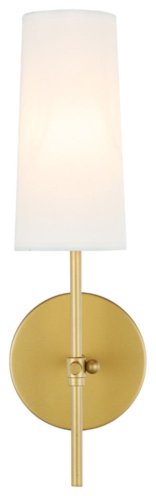Mel 1 Light Wall Sconce in Brass & White Shade