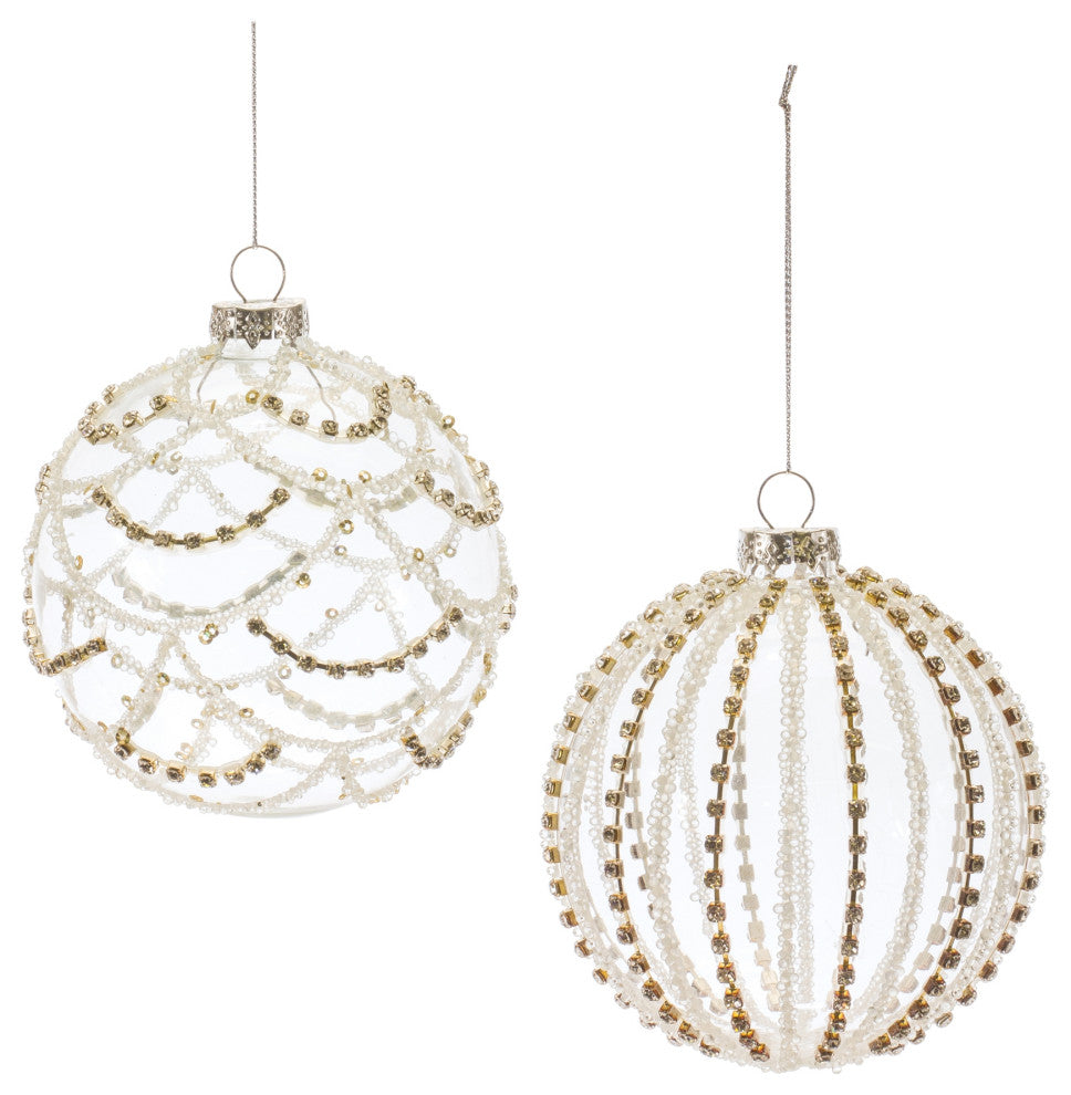 Jeweled Glass Ball Ornament, 6-Piece Set