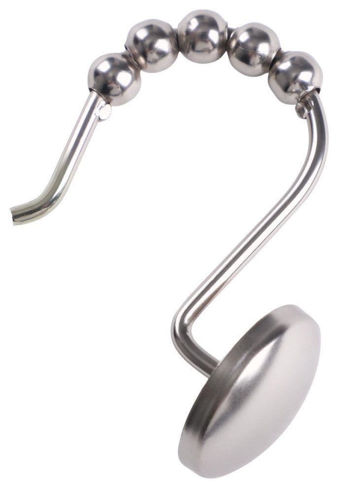 Utopia Alley Shower Hooks - Shower Curtain Rings for Bathroom, Set of 12, Brushed Nickel