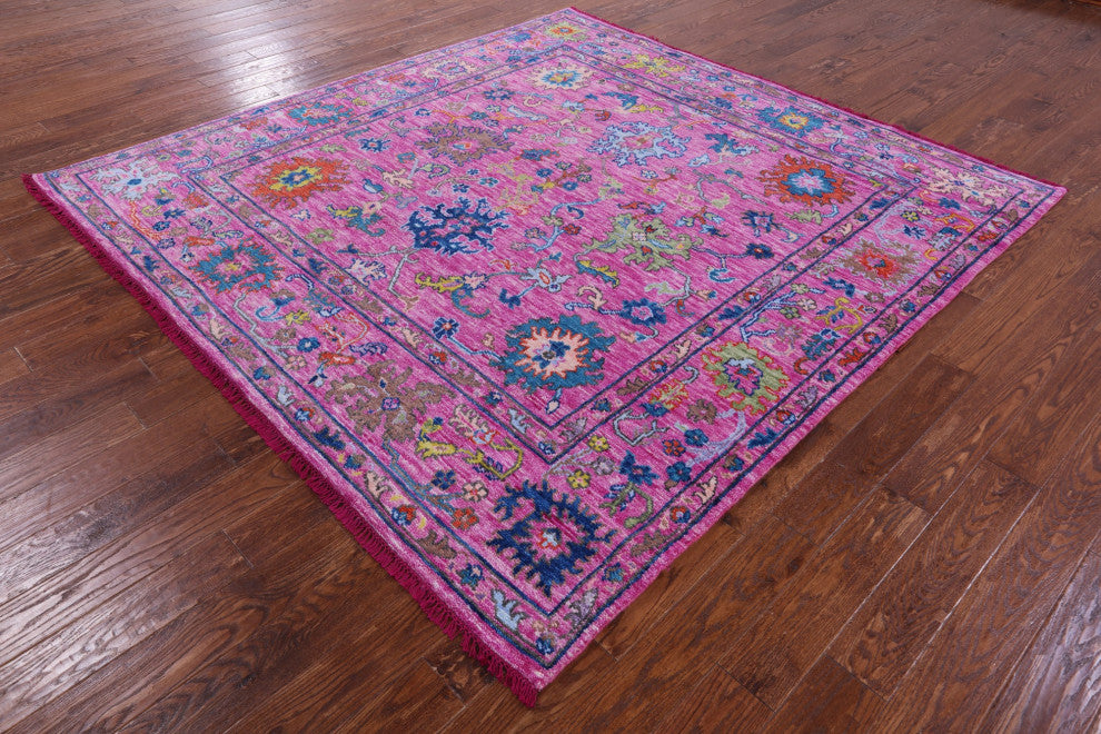 8' Square Turkish Oushak Hand Knotted Wool Rug - Q13624