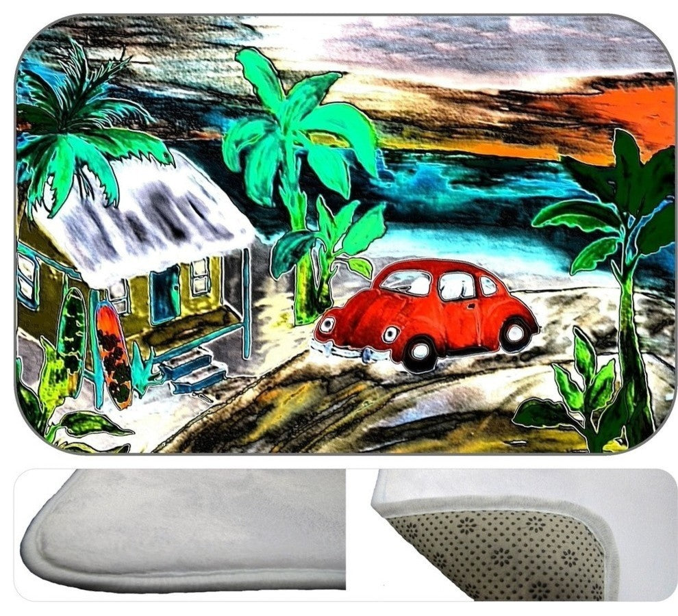 Funky Beach Bug Plush Bath Mat, 20"x15"