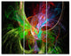 Multi Color Fractal Abstract Design, Abstract Canvas Art Print, 36x28, 3 Panels