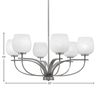 Cavella 6-Light Chandelier, Graphite, 6" White Marble Glass