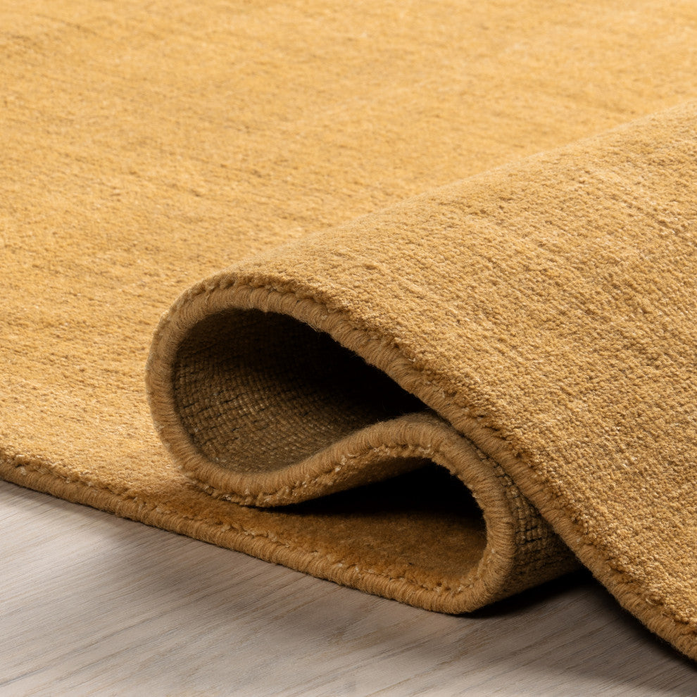 Arrel Speckled Wool-Blend Area Rug, Golden Butter 8' x 10'