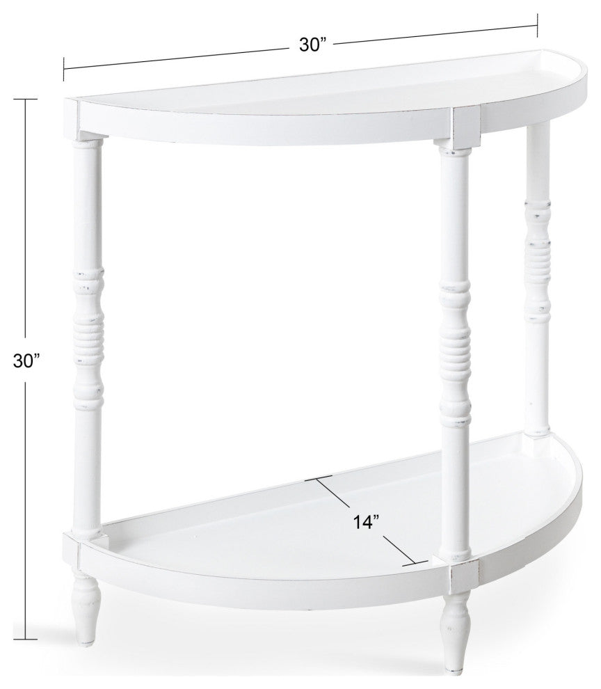 Bellport Wood Console Table with Shelf, White, 30x14x30