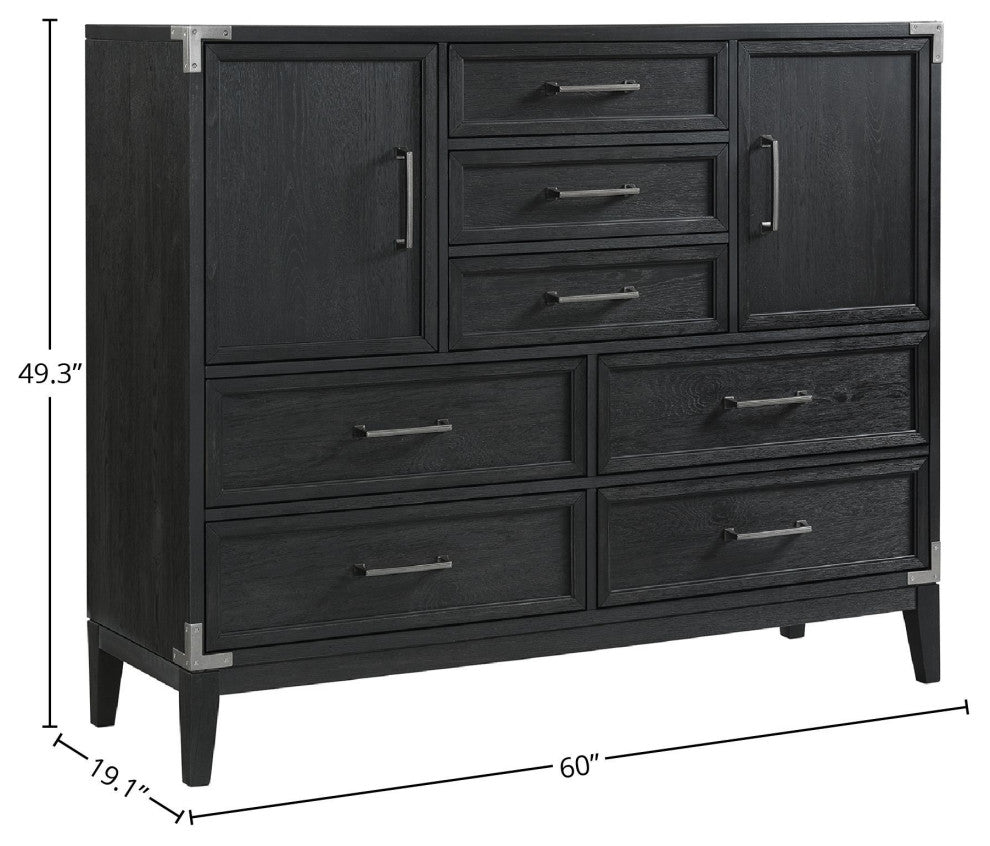 Laguna 7-Drawer Bedroom Master Chest, Weathered Steel