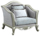 Benzara BM276231 44" Classic Accent Chair, Fabric Cushioned Seat, Gray/Champagne