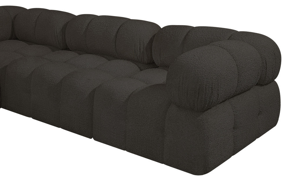 Ames Boucle Fabric Modular Sofa, Brown, 3-Piece: 1 Armless Chair, 2 Corner Chair