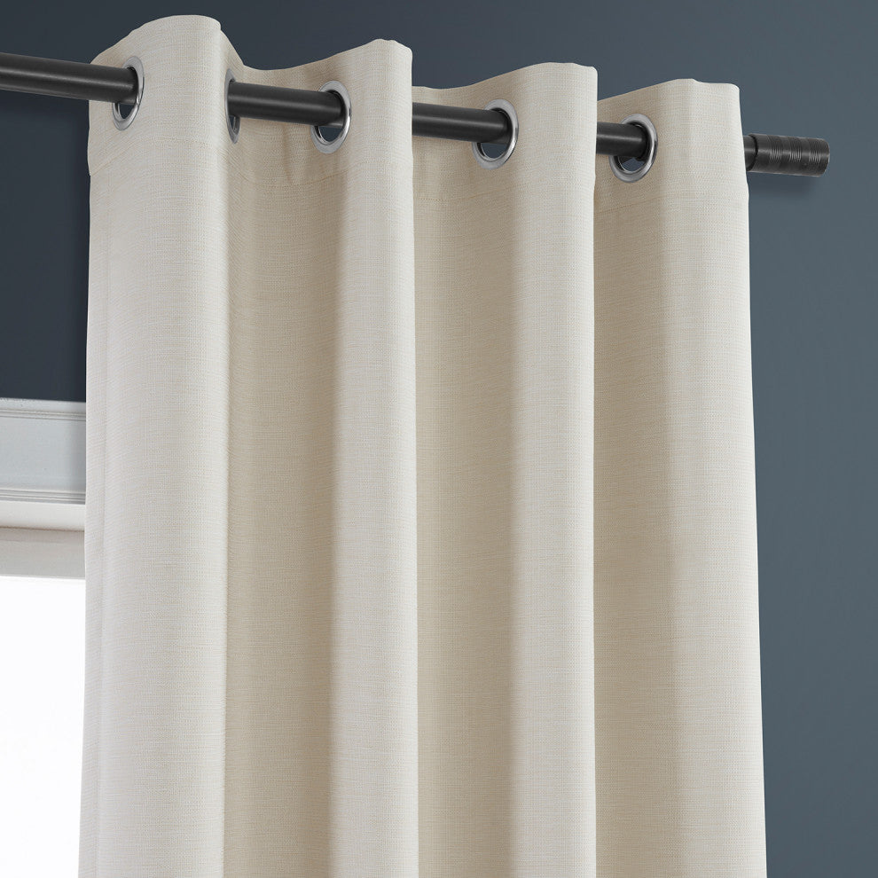 Oat Cream Bellino Grommet Blackout Room Darkening Curtain Single Panel, 50"x63"