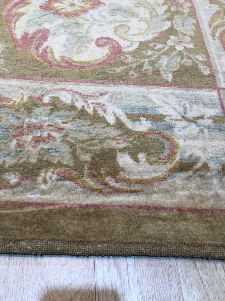 Beige Transitional Floral Spanish Style Area Rug