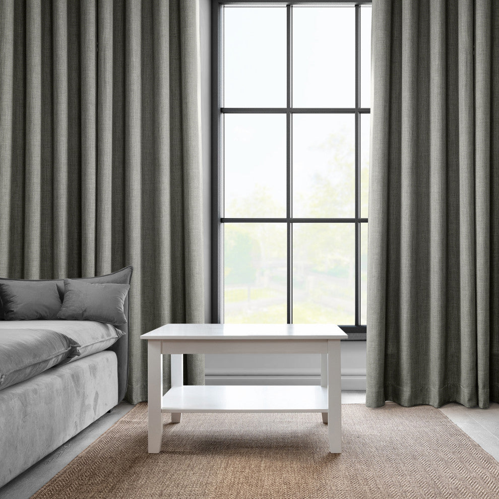 Faux Linen Grommet Room Darkening Curtain Single Panel, Blazer Grey, 50w X 108l